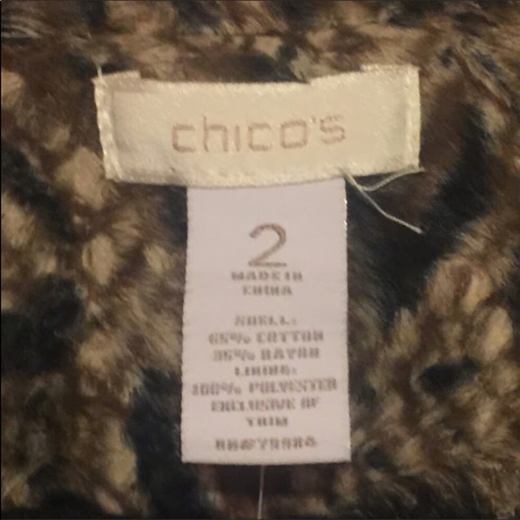 CHICO’S Faux Fur Animal Print A-line Short Jacket - Picture 4 of 7
